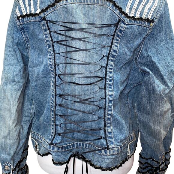 Sonoma Upcycled Lace Up Back Craft Jean Jacket - Picture 13 of 16